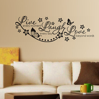Eja PVC Others Black PVC Live Laugh And Love Wall Quote Family Wall Sticker (39X39 Inch) (No of Pieces 1)