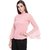 RIVI Pink Mesh Dobby Bell Sleeve Top with Polyinterlock Lining for Women