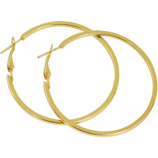                       MissMister Gold Finish Brass Medium size overlay Hoop Bamboo fashion Earrings for Girls and Women                                              