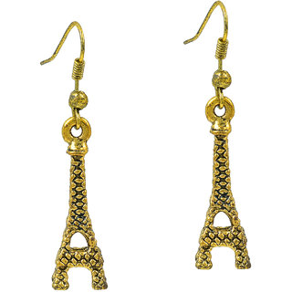                       MissMister Gold Finish Eiffeil Tower inspired Drop Fashion Earrings For Women                                              