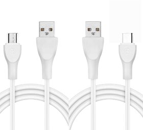 MyKey Combo Pack of 2 Cables USB to Type-C (1 Mtr)+USB to Micro USB (1 Mtr) Fast Charging & Data Transfer up to 480 Mbps