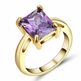                       CEYLONMINE- Original Amethyst Gold Plated Ring Lab Certfied Stone 5.25 Carat Kathela Gemstone Ring For Unisex                                              