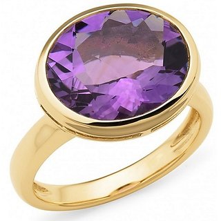                       Original Amethyst(Kathela) Gold Plated Adjustable ring Precious & Effective Stone 5.25 ratti Amethyst  Ring For Unisex BY CEYLONMINE                                              