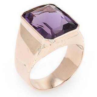                      CEYLONMINE- Amethyst Stylish Ring 5.25 Ratti Jamuniya Gold Plated Designer Ring For Unisex For Astrological Purpose                                              