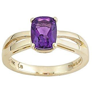                       CEYLONMINE- 5.25 Ratti  Amethyst Gold Plated Ring With Lab Certificate  Stone Ring For Unisex For Astrological Purpose                                              