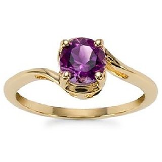                       CEYLONMINE- Original & Natural Amethyst/Jamuniya 5.25 ratti Gold Plated Finger Ring With Lab Certification                                              