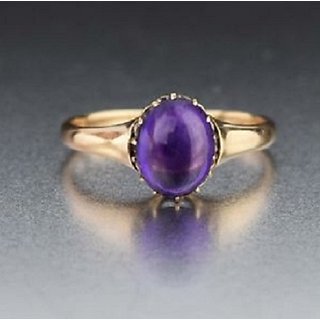                       Original Amethyst Stone 5.75 Ratti  Ring Original  Natural Amethyst/Kathela Gold Plated Ring Adjustable Ring For Unisex By CEYLONMINE                                              