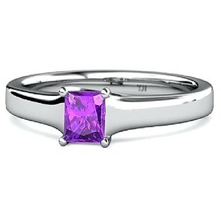                       CEYLONMINE- Original & Natural Amethyst 5.25 ratti Silver Plated Finger Ring With Lab Certification                                              