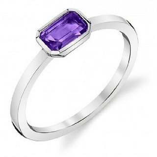                       CEYLONMINE- 5.25 Ratti Amethyst/Jamuniya Silver Plated Ring For Astrological Purpose Original Kathela Stone Finger Ring                                              