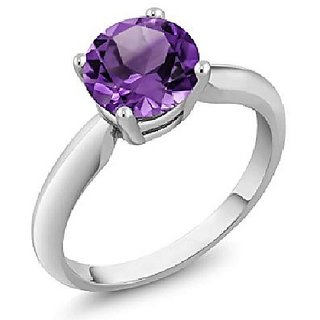                       CEYLONMINE- 5.25 carat Certified Amethyst Stone Ring Original & Natural Kathela Silver Plated Ring Adjustable Ring For Unisex By                                              