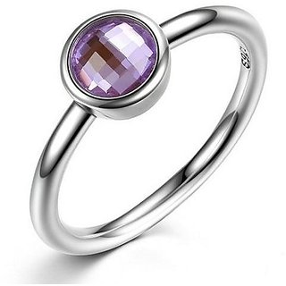                       CEYLONMINE 5.25 Ratti Amethyst/Kathela Silver Plated Ring With Lab Certificate For Astrological Purpose                                              