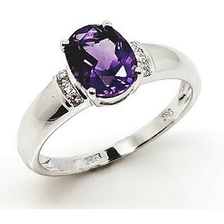                       CEYLONMINE- Precious Stone5.5 ratti  Amethyst Silver Plated Finger Ring Unheated & Untreated Jamuniya(Kathela) Stone Designer Ring                                              