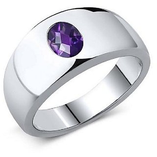                       CEYLONMINE- Natural Amethyst/Jamuniya Silver Plated Ring 5.25 carat Original & Effective Stone Finger Ring For Astrological Purpose                                              