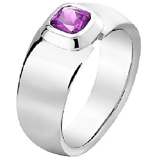                       CEYLONMINE- Natural Amethyst/Jamuniya Silver Plated Ring 5.25 carat Original & Effective Stone Finger Ring For Astrological Purpose                                              