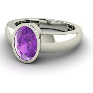                      CEYLONMINE 5.25 Ratti Amethyst/Kathela Silver Plated Ring With Lab Certificate For Astrological Purpose                                              