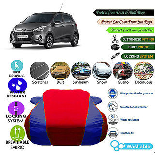                       QulatiyBeast Car body cover for Hyundai Grand i10 (V Shape Blue, Red)                                              