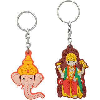                       MissMister PVC Colourful Combo of 2 Ganesha Ganpati Key ring key chain Spiritual hindu god Stylish                                              