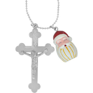                       MissMister Stainless Steel Cross with Santa Claus Chain Pendant Fashion Pendant Jewellery Men                                              