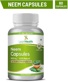 Leanhealth Organic Neem (Margosa) Extract Carries Anti-Bacterial and Anti-Fungal Properties Helps In Acne and Healthy Skin 60 Capsules(800 mg)