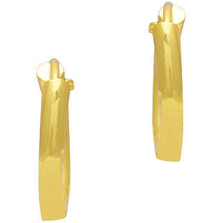                       MissMister Gold plated Brass, simple Sober Light weight designer Hoop earrings for Girls women                                              