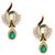 MissMister Peacock inspired CZ Earrings with Meena and Green Pear Shape Drops for Women