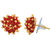MissMister Brass, Gold plated, Flower shape Red and Gold beaded stylish Fashion party wear earrings Women Girls