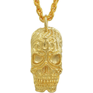                       MissMister Gold plated Brass, Super heavy skeleton Fashion chain pendant Men Macho jewellery Stylish                                              