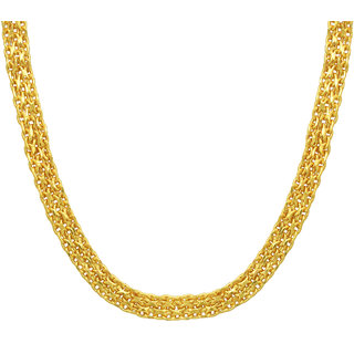                       MissMister Gold Plated Flat Chain Design, 22 Inch Fashion Chain Necklace Women                                              