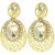 MissMister Brass Gold finish CZ Studded Oval shape fashionable Earrings for Women Girls
