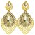 MissMister Brass Gold finish CZ Studded Marquoise shape designer Earrings for Women Girls