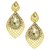 MissMister Brass Gold finish CZ Studded Marquoise shape designer Earrings for Women Girls