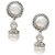 MissMister Silver plated oxidised Finish Brass Round shape Faux Pearl Dangler earrings for Women and Girls