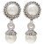 MissMister Silver plated oxidised Finish Brass Round shape Faux Pearl Dangler earrings for Women and Girls