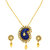 MissMister Gold Plated Blue Colour Meenakari and Kundan, Kairi Shape Handmade Chain Pendant Set Ethnic Traditional jewellry Necklace Set for Women