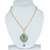 MissMister Gold Plated CZ Studded, Green and Red Meenakari, Kundan, Pear Shape, Chain Pendant Ethnic Jewellery Necklace for Women
