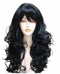 Sellers Destination  Long curly synthetic Hair wig for women (size 30,BLACK)