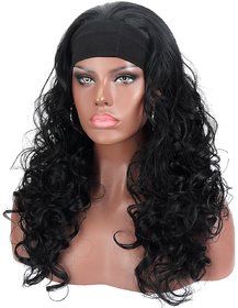Sellers Destination  Natural Look Realistic Black Synthetic Curly Hair Wigs For Women  Girls(size 22,Black)