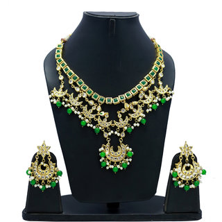 Nuha Fashion Gold Plated Necklace Set with Earrings for Women and Girls