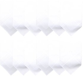 Men's Formal Cotton Handkerchief in White -Pack of 12