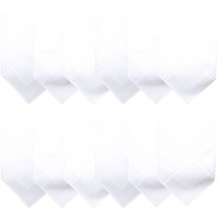                       Men's Formal Cotton Handkerchief in White -Pack of 12                                              