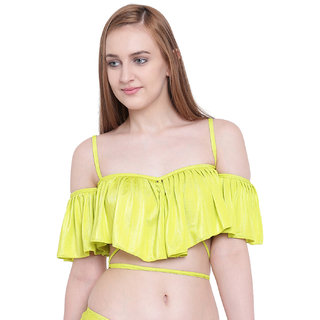                       Ruffle Buffle Cold Shoulder Bra                                              