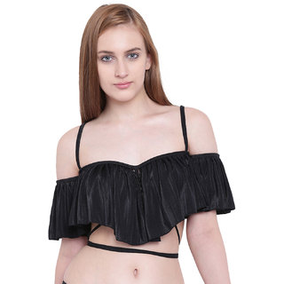 Ruffle Buffle Cold Shoulder Bra