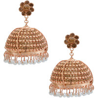 MissMister Gold Finish Mughal Era Stylish Fashion Traditional Jhumka Earrings For Women