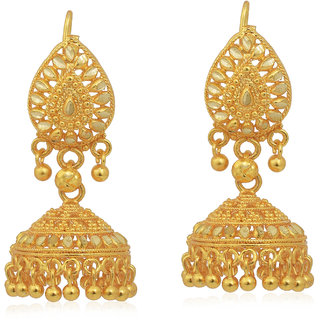                       MissMister Gold Finish Traditional Ethnic wedding partywear jhumki Drop Earrings For Women                                              