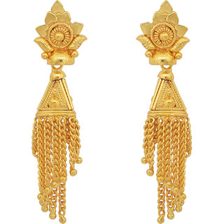 MissMister Gold Finish Cone shaped Stylish Traditional Fashion Jhalar Jhumki For Women