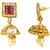 MissMister Gold Finish C/Z Stud Ethnic Jhumka Pure Brass Earrings For Women