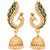 MissMister Gold Finish Green Meenakari Pearl Beaded Peacock Dangle And Drop Jhumki Earrings For Women
