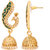 MissMister Gold Finish Green Meenakari Pearl Beaded Peacock Dangle And Drop Jhumki Earrings For Women