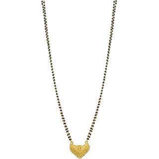                       MissMister Gold Plated Brass Heartshape cutwork Gold Look Polish Mangalsutra Tanmaniya Thali Jewellery Necklace for Women                                              