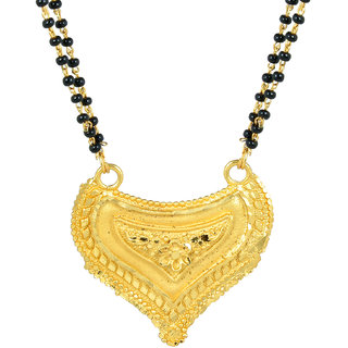                       MissMister Gold plated Brass stylish Filligree Mangalsutra Tanmaniya Thali Traditional jewellery necklace for Women                                              